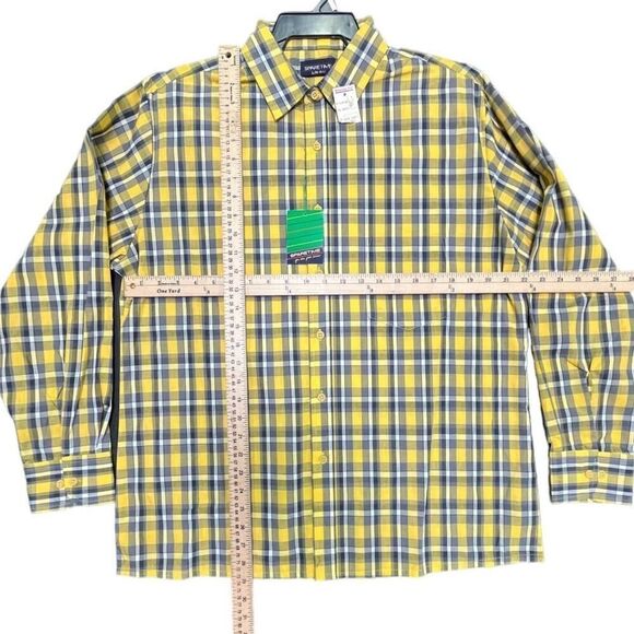 VINTAGE 80s YELLOW/GRAY LONG SLEEVE SHIRT VTG SPARETIME NEW NWT MENS PLAID SHIRT - Picture 2 of 4